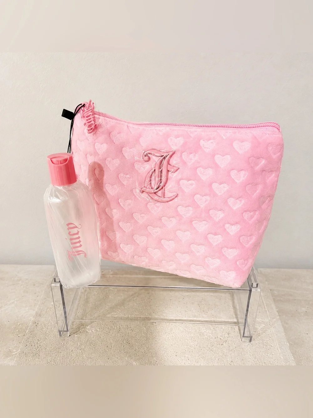 Juicy Couture Pink Heart Cosmetic Makeup Bag NWT Y2K